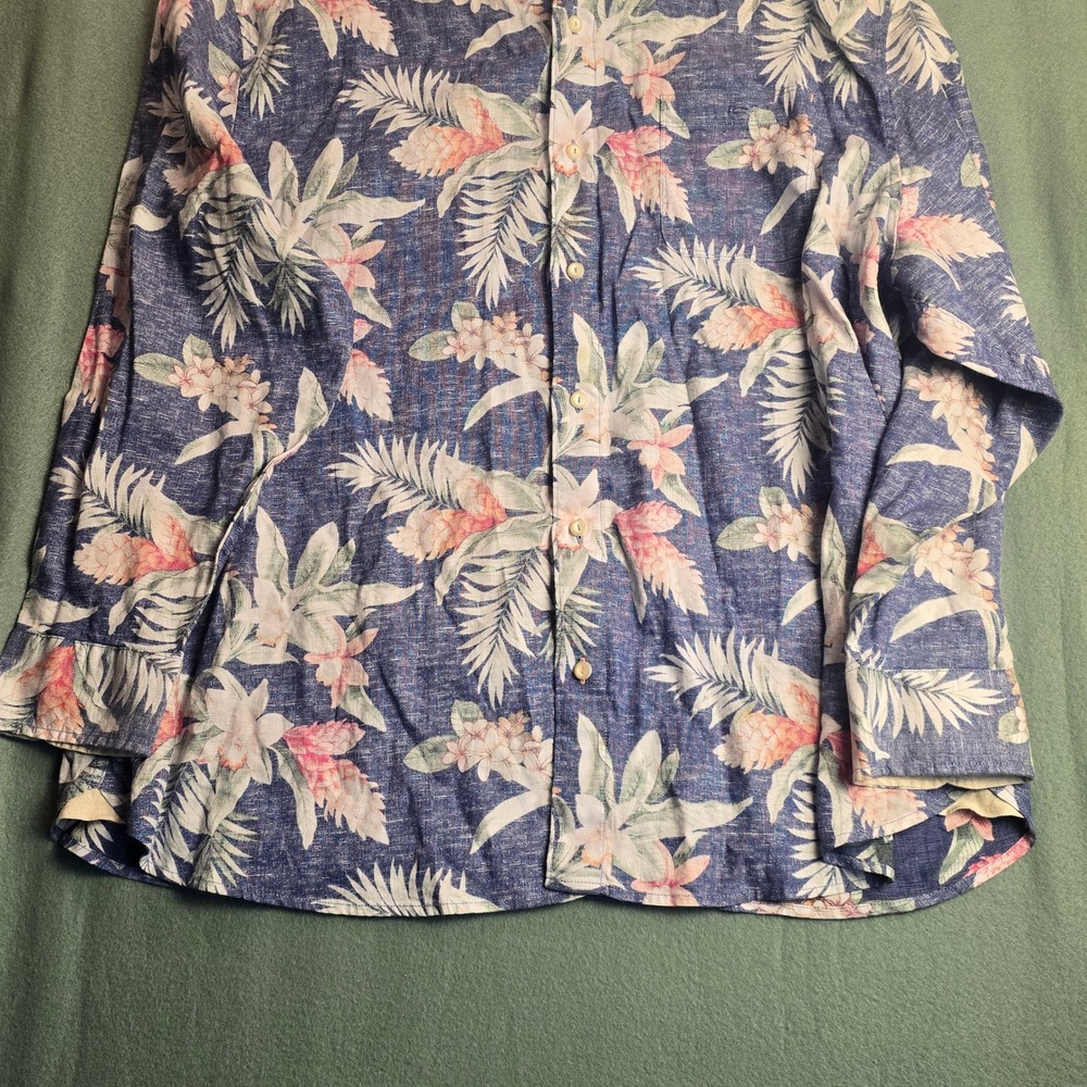 Tommy Bahama Barbados Breeze Stretch Linen Floral Shirt Blue Pink Mens 2XLB - Picture 9 of 16